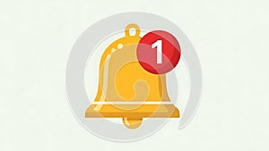A notification bell icon with a red alert badge on a plain background