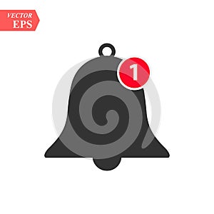 Notification bell icon. Vector bell and notification number sign for incoming inbox message in smartphone application