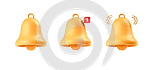 Notification Bell Icons Set on White Background