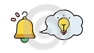 Notification Bell with Idea Lightbulb, Creative Alert, vector design Generative AI