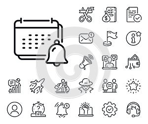 Notification bell line icon. Calendar sign. Salaryman, gender equality and alert bell. Vector