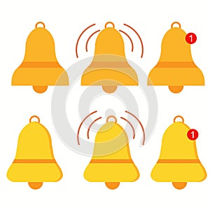 Notification bell. Message alert icon set
