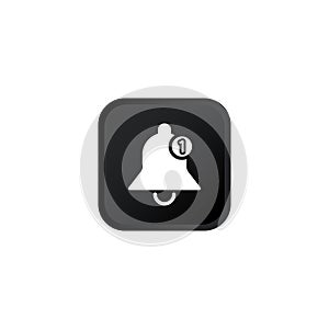 Notification or bell ring icon modern button for web or appstore design black symbol isolated on white background. Vector EPS 10