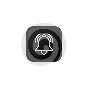 Notification or bell ring icon modern button for web or appstore design black symbol isolated on white background. Vector EPS 10 photo