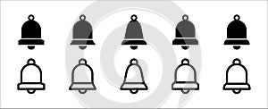 Notification bell vector icon set. Reminder icons collection. Alarm symbol illustration. Ringing bells. Alarm clock and smart