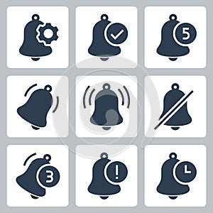 Notification Bells Vector Icons in Glyph Style