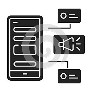 Notification configuration color line icon. Adding push notification settings. UI UX GUI design element