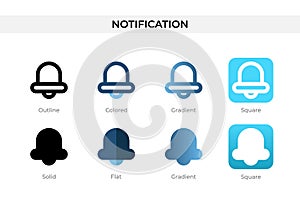 notification icon in different style. notification vector icons designed in outline, solid, colored, gradient, and flat style. photo