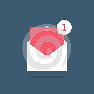 Notification icon speech bubble in open letter