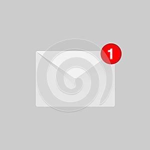 Notification icon speech bubble in open letter. concept of ui, red empty space, mailbox, check list, writing, incoming, send data