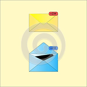 Notification icon speech bubble in open letter