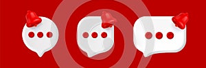 Notification popups with red bell icons 3D set photo