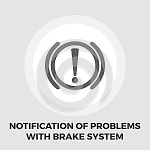 Notification of problems with the brake system icon flat