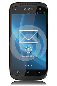 Notification of SMS on display modern touchscreen smartphone