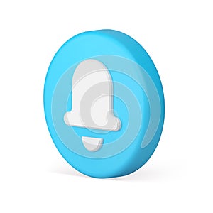 Notification sound alert signal reminder ring bell blue circle button isometric 3d icon vector