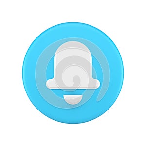 Notification sound reminder blue circle button cyberspace interface alert 3d icon realistic vector