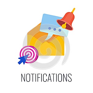 Notifications. Email in mailbox. Flat vector illustration.