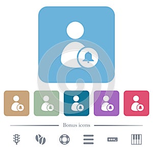 Notify user flat icons on color rounded square backgrounds