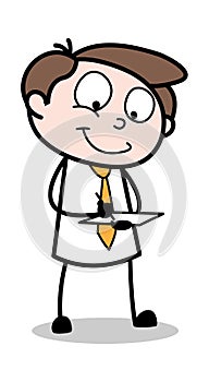 Noting Down the Queries - Office Businessman Employee Cartoon Vector Illustration