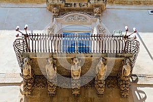 NOTO, ITALY - Detail of Baroque Balcony, 1750