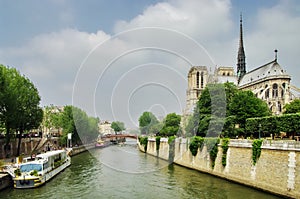 Notre Dame Cathedral, medieval Catholic church - landmark attraction in Paris, France. UNESCO World Heritage Site