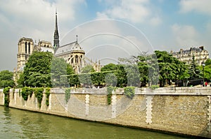 Notre Dame Cathedral, medieval Catholic church - landmark attraction in Paris, France. UNESCO World Heritage Site