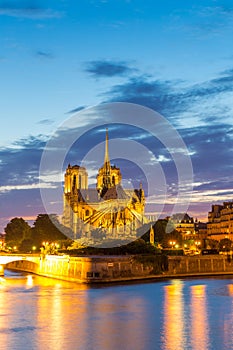 Notre Dame Cathedral Paris dusk