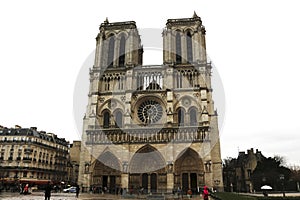 Notre Dame Cathedral - Paris, France - on a rainy day