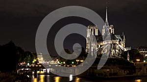 Notre Dame Cathedral in Paris at night