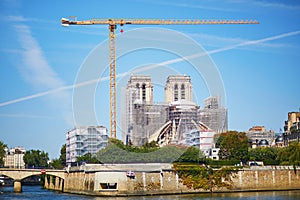 Notre-Dame Cathedral during reparation works in Paris, France