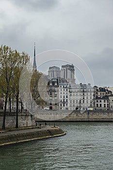 Notre-Dame Cathedral and river Seine two days before the fire