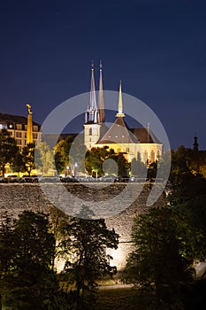 Notre Dame church  and Monument of Remembrance in Luxembourg city