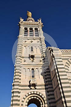 Notre Dame de la Garde bell tower in marseille