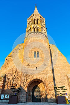 Notre-Dame-de-la-Jonquière church, in the Toulouse style, in LIsle sur Tarn, in the Tarn, in Occitanie, France
