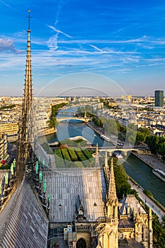 Notre Dame de Paris cathedral, France. Notre Dame de Paris Cathedral, most beautiful Cathedral in Paris. Picturesque sunset over