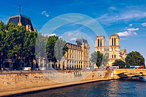 Notre Dame de Paris cathedral, France. Notre Dame de Paris Cathedral, most beautiful Cathedral in Paris. Picturesque sunset over