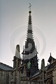 Notre Dame de Paris Cathedral Gothic style. Architectural details