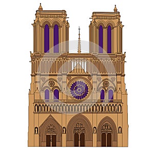 Notre Dame de Paris Cathedral illustration.