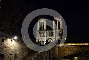 Notre Dame de Paris cathedral at night