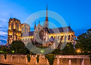 Notre Dame de Paris cathedral-night view