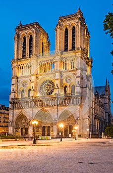 Notre Dame de Paris cathedral-night view