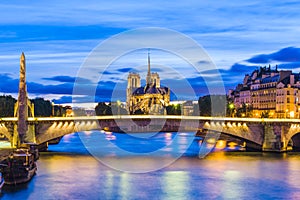 Notre Dame de Paris Cathedral and Seine River