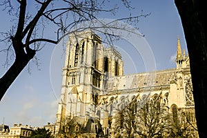 Notre Dame de paris Church cathedral detail, Photo image a Beautiful panoramic view of Paris Metropolitan City