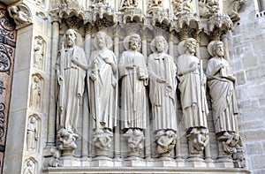 The Notre dame de Paris church. Decoration elements. Paris, France