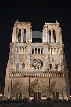 Notre-Dame de Paris illuminated. Paris. France