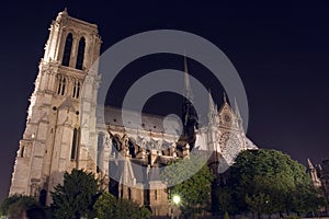 Notre-Dame de Paris illuminated. Paris. France