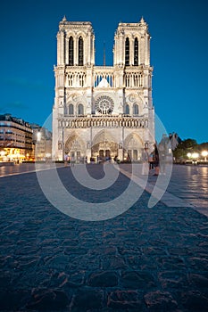 Notre Dame de Paris at night.