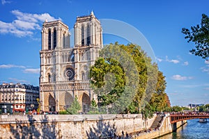 Notre Dame de Paris and the river Seine, Paris France