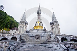 Notre Dame du Rosaire de Lourdes Basilica of our Lady of the Rosary the roman Catholic church in Lourdes, France.