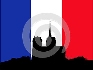 Notre Dame and French Flag